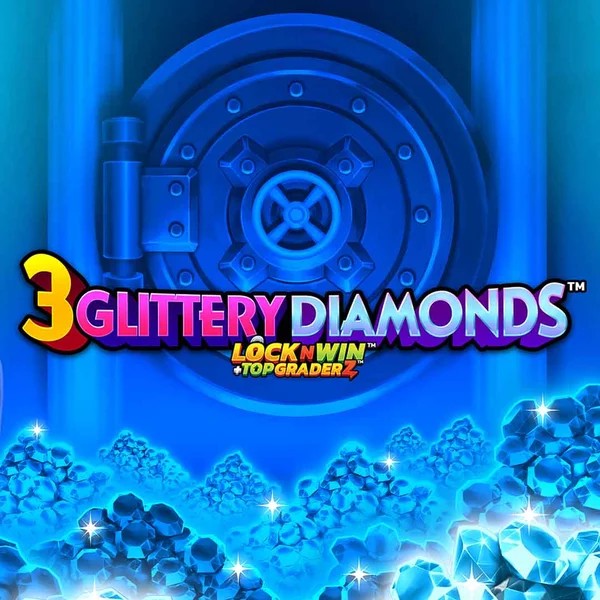 3 Glittery Diamonds slot logo by PearFiction Studios at Bonuskong Casino